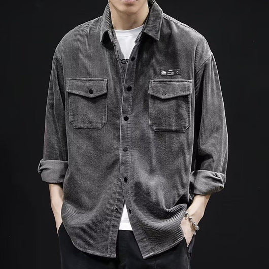 Camisa de Pana Oversized para Hombre - Corte Amplio Primavera y Otoño