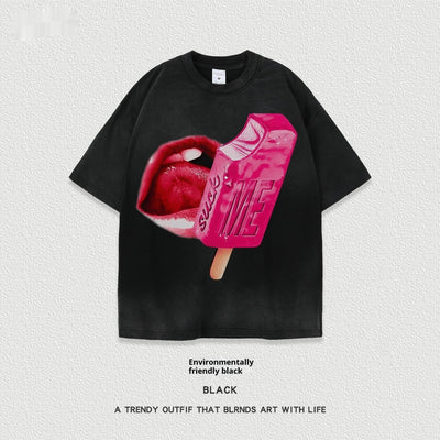 Camiseta Unisex de Manga Corta Estilo Street con Lavado Pesado - Image 3
