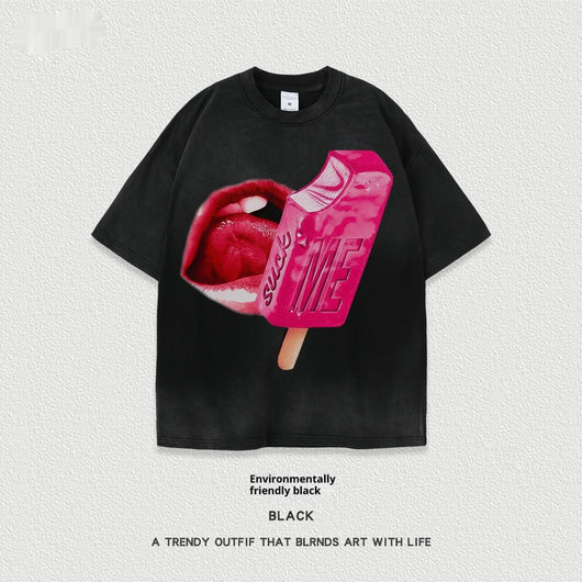 Camiseta Unisex de Manga Corta Estilo Street con Lavado Pesado - Image 3