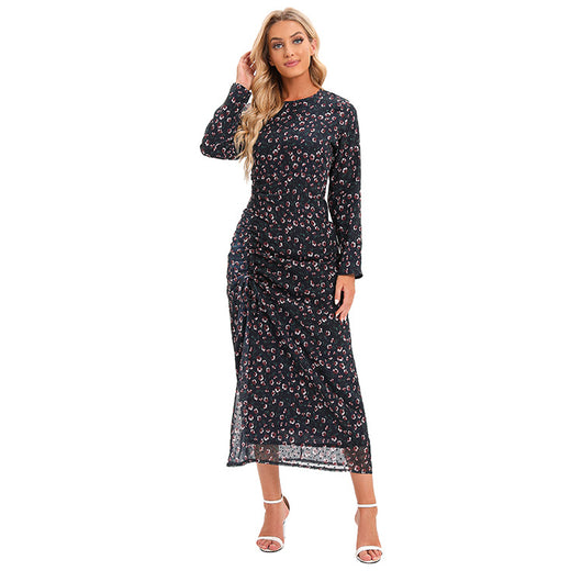 Vestido Largo Elegante con Estampado Floral y Manga Larga - Image 10