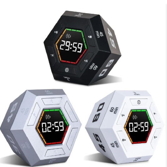 Temporizador Digital Hexagonal con Pantalla LED y Imán - Dispositivo de Autodisciplina