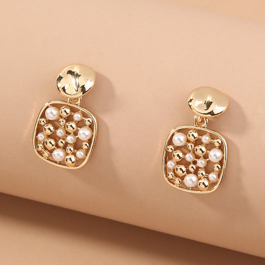 Aretes de Perla con Corte Cuadrado - Image 10