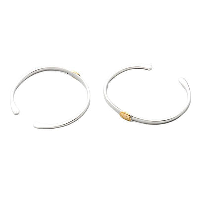 Pulsera de Plata Artesanal Japonesa con Cara Sonriente Dorada
