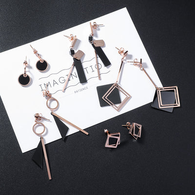 Aretes de Acero Titanio Geométricos con Borlas - Diseño Moderno y Versátil - Image 3