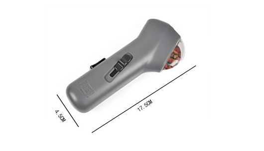 Dog Treat Launcher in retail packaging, a gray handheld device for dispensing snacks during training or playtime. - Image 7