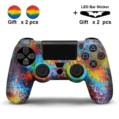 Black and white paisley PS4 controller protector with two black thumb grip covers and two Batman LED bar stickers. - Image 10
