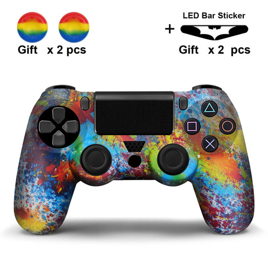 Black and white paisley PS4 controller protector with two black thumb grip covers and two Batman LED bar stickers. - Image 10