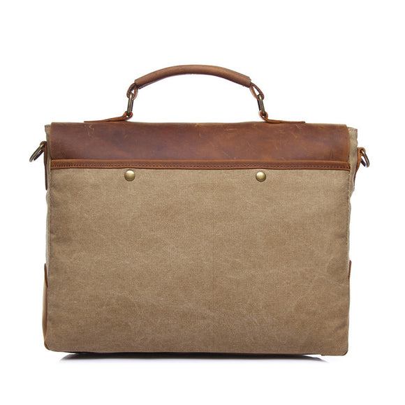 Bolsa Bandolera de Lona Retro para Hombre - Maletín Portacomputadora Estilo Vintage