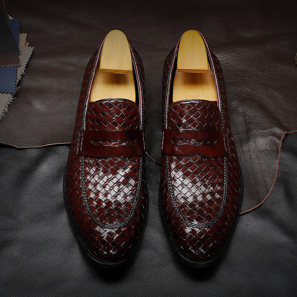 Zapatos de Cuero Tejido para Hombre - Estilo Ejecutivo Casual