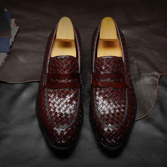 Zapatos de Cuero Tejido para Hombre - Estilo Ejecutivo Casual