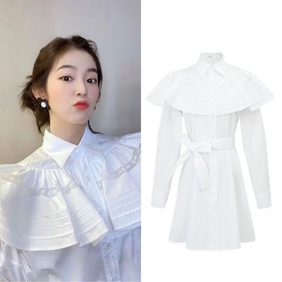 Vestido Camisero Blanco con Volantes - Image 5