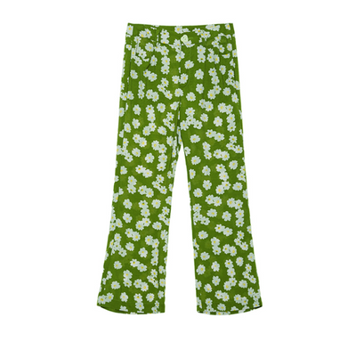 Pantalones Acampanados Retro Cintura Alta con Estampado Floral Primavera