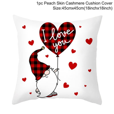 Funda de Almohada Día de San Valentín Letras Cartoon Roja - Tela Melocotón - Image 36