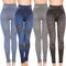 Leggins Denim Elásticos con Detalles de Malla y Perlas