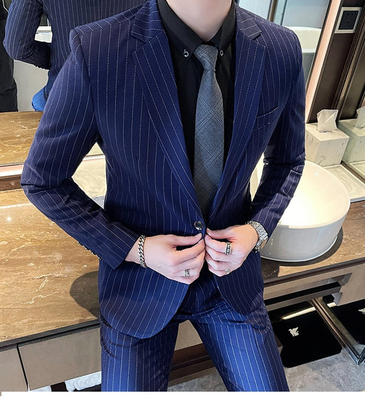 Traje Casual de Dos Piezas a Rayas para Hombre - Image 11