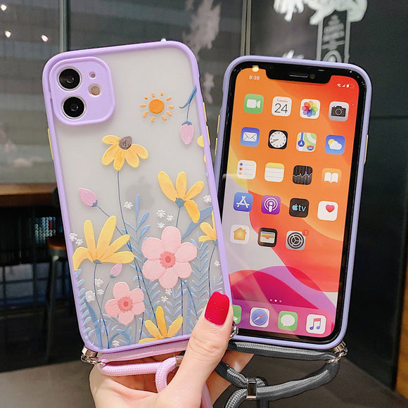 Funda para iPhone XS Max con Correa Floral Lavanda