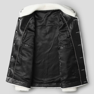 Chaqueta de Piel de Cordero Blanca con Textura de Grano - Image 12