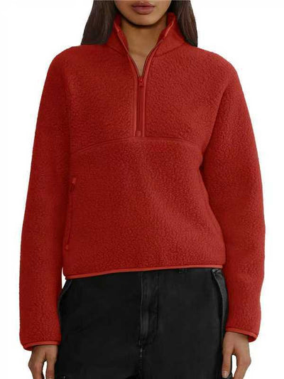 Sudadera Suelta con Cierre Medio para Mujer - Comodidad Casual - Image 9