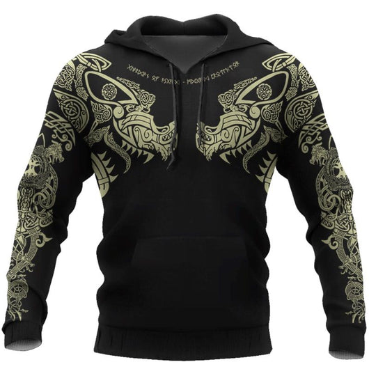 Sudadera Vikinga Harajuku con Estampado D para Hombre
