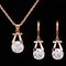 Conjunto de Joyas Cristal y Mariposa Dorado - Collar y Aretes Nupcial Estilo Coreano