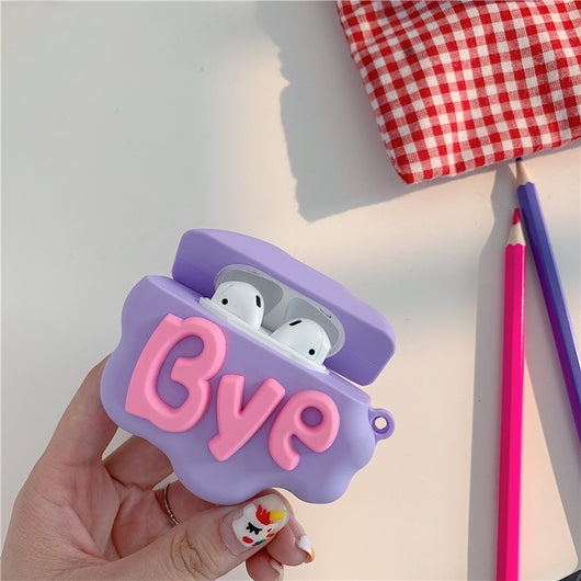 Funda AirPods 2 de Silicona Suave - Diseño 3D Cloud Letter HI BYE - Image 18