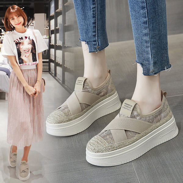 Mocasín Slip-On con Plataforma y Malla Transpirable