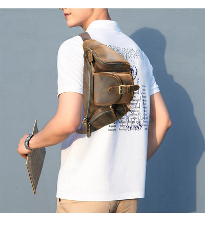 Bolsa de Pecho Cuero Crazy Horse Hombre - Cuero Genuino Premium - Image 9