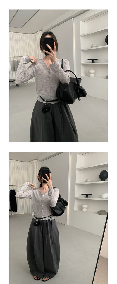 Cardigan Tejido con Encaje Efecto Hongo Arbóreo y Botones - Image 17