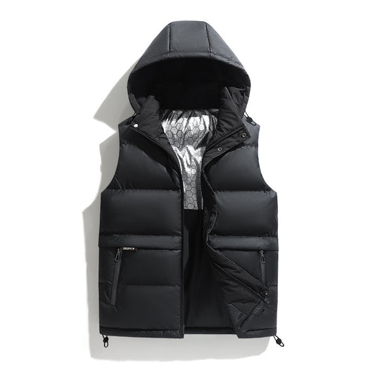 Chaleco Acolchado con Capucha para Hombre - Diseño Sólido Cálido - Image 2