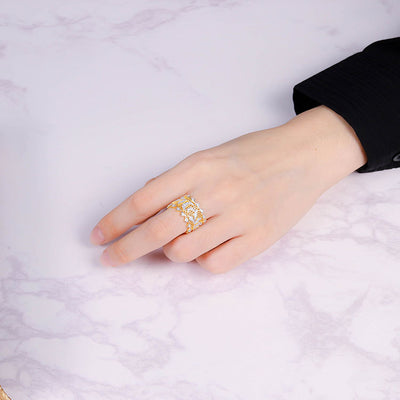 Anillo de Plata 925 Hueco con Doble Encaje Grabado para Mujer - Image 10