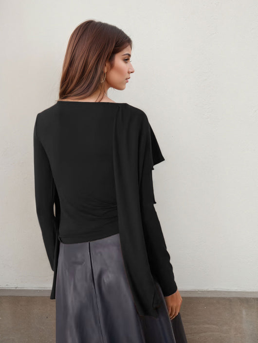 Blusa Elegante con Capa para Mujer - Estilo Premium Oscuro - Image 9