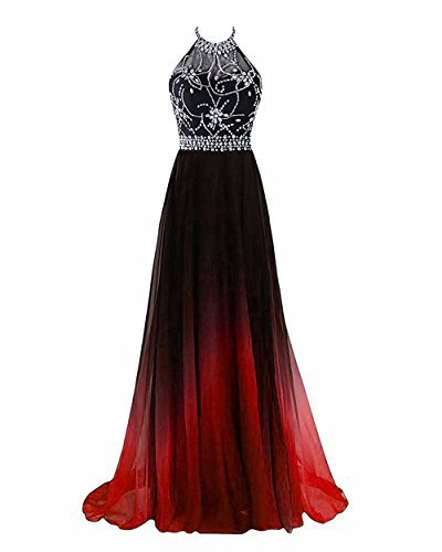 Vestido de Noche Elegante con Gradiente y Escote Halter - Image 7