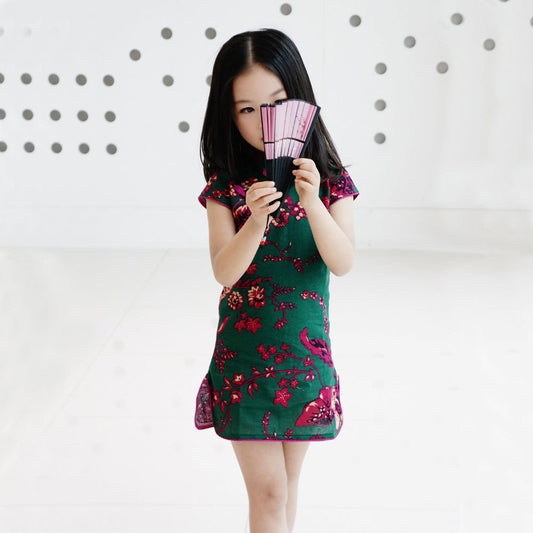 Elegante Vestido Cheongsam (Qipao) para Niña - Algodón y Lino de Verano - Image 2