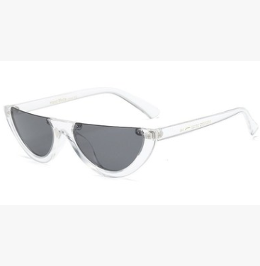 Bright yellow semi-rimless sunglasses with dark gray half-moon lenses, featuring a modern cat-eye shape. - Image 7