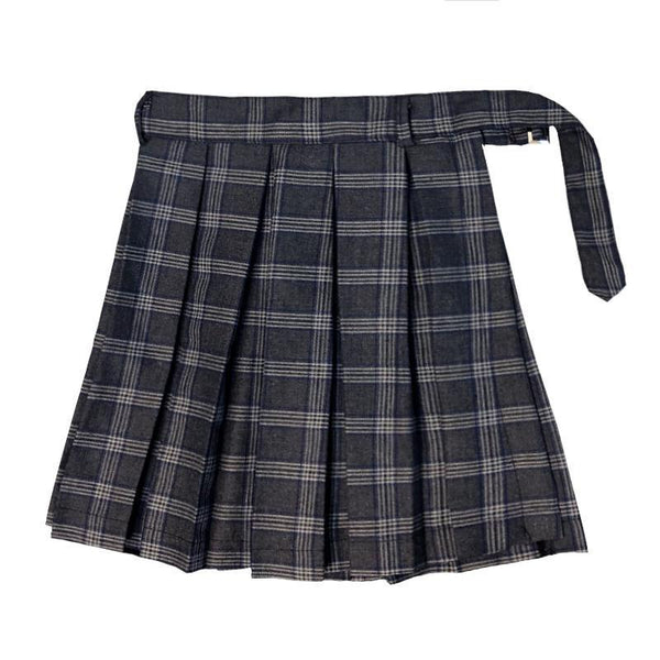 Falda Short Gótico Cuadros con Cadena y Detalles Hueco