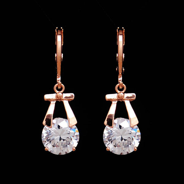 Conjunto de Joyas Cristal y Mariposa Dorado - Collar y Aretes Nupcial Estilo Coreano
