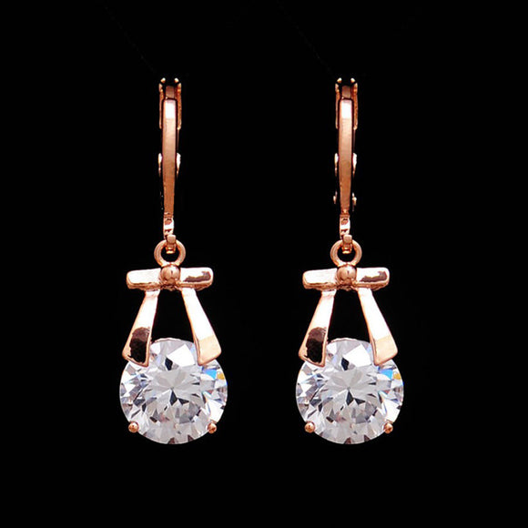 Conjunto de Joyas Cristal y Mariposa Dorado - Collar y Aretes Nupcial Estilo Coreano