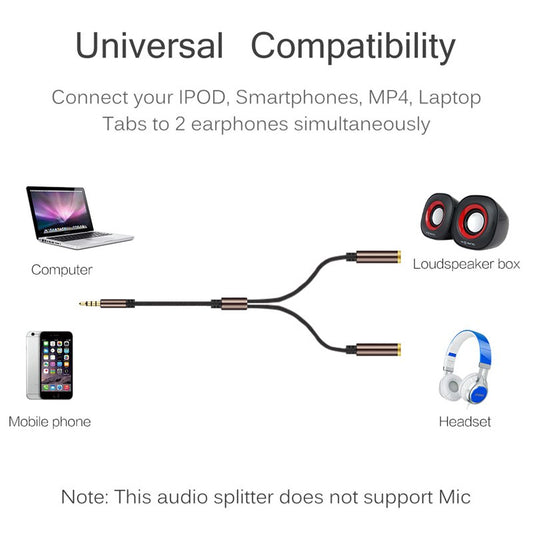 Divisor de Audio para Dos Auriculares - Adaptador Compartidor de Música - Image 2