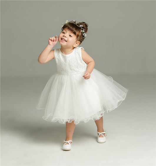 Conjunto de Dos Piezas Vestido Blanco Esponjoso para Bebé - Image 2