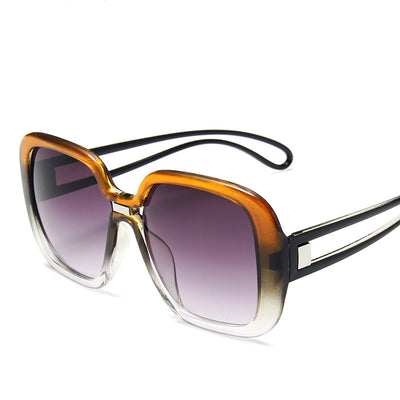 Large frame sunglasses with gradient purple lenses and a blue-to-clear fade on the bottom of the frame. - Image 5