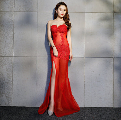 Vestido Largo de Noche con Escote Tubo y Abertura Lateral - Image 11