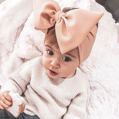 Diadema Bebé con Moño y Textura Seersucker en Colores Puros