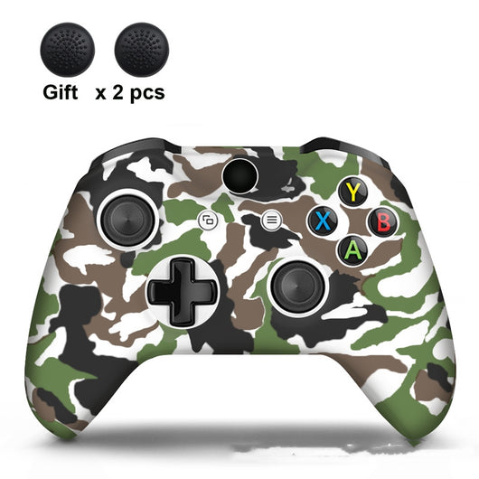 White silicone sleeve for game controller with colorful graffiti pattern, includes two rainbow thumbstick caps. - Image 6