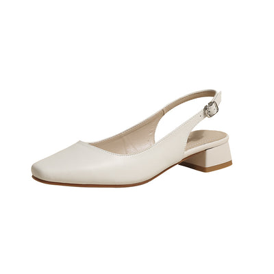 Zapatos de Cuero con Talón Descubierto y Tacón Grueso - Image 3