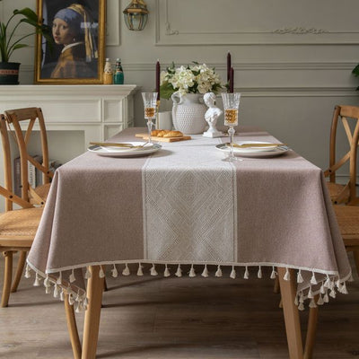 Mantel Rectangular Desechable Impermeable de Algodón y Lino Chino