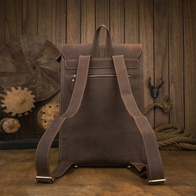 Mochila de Cuero Casual Estilo Británico para Hombre - Image 8