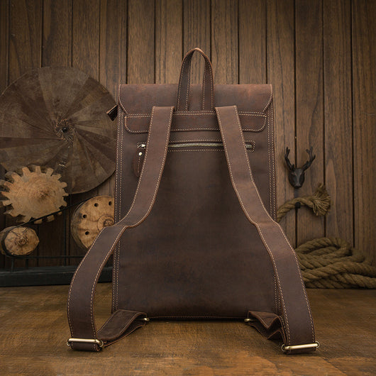 Mochila de Cuero Casual Estilo Británico para Hombre - Image 8