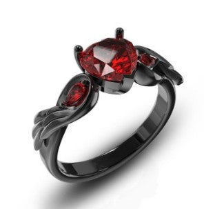 Anillos de Amor con Circonia Roja Rubí para Mujer