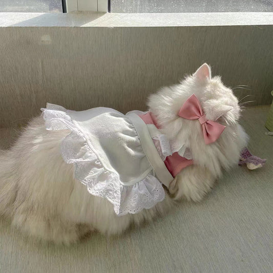 Vestido de Encaje Elegante para Mascotas - Ropa para Perros y Gatos Pequeños