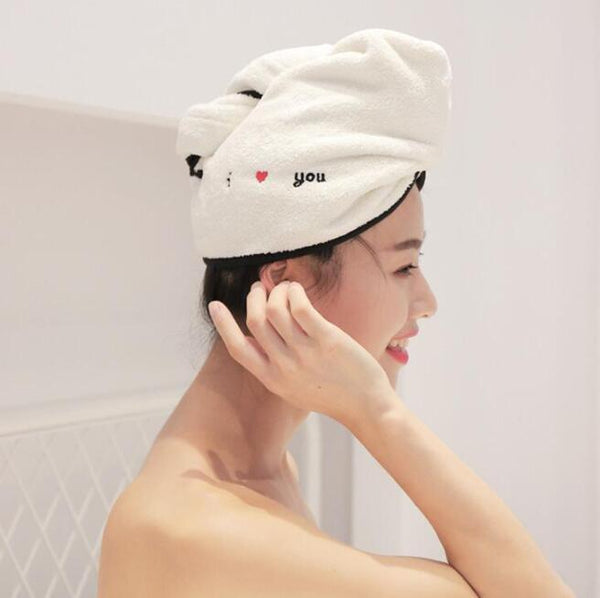 Gorro Secador de Felpa Coral con Bordado
